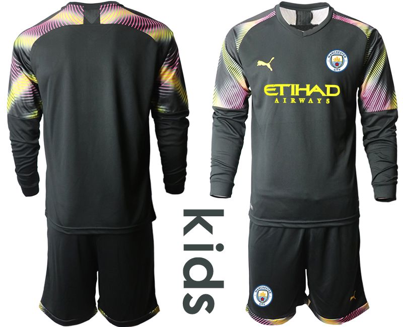 Youth 2019-2020 club Manchester City black goalkeeper Long sleeve Soccer Jerseys->customized soccer jersey->Custom Jersey